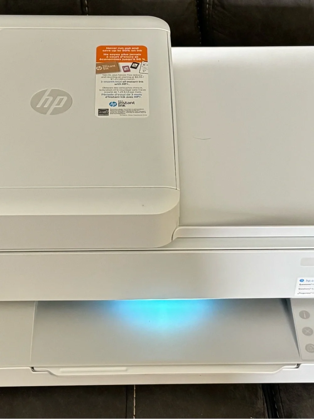 HP ENVY 6452e Printer in Light Gray with Blue Accent